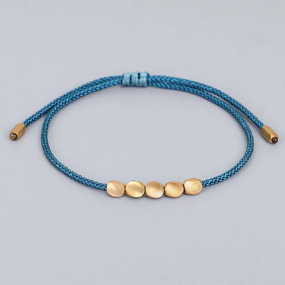 Pulseiras budistas tibetanas feitas à mão, contas de cobre trançadas à mão, pulseira e pulseiras de corda da sorte para mulheres e homens, presente exclusivo