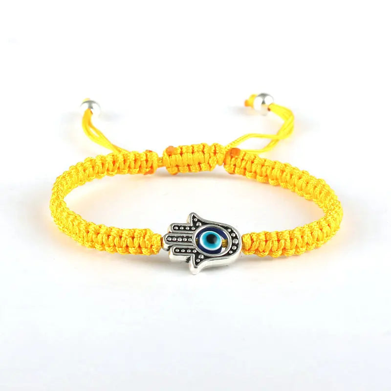 Pulseira de corda trançada ajustável feita à mão sorte fatima hamsa mão mau olhado charme pulseiras para mulheres homens casal amuleto jóias