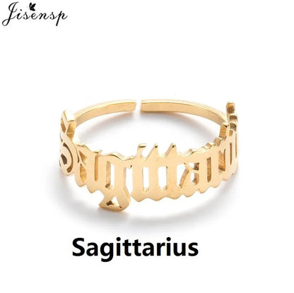 Personalize estrela signo do zodíaco 12 constelação anel astrologia gemini taurus aries antigo inglês anéis para mulheres moda jóias