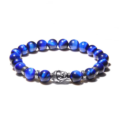 Aaaaa azul real tigre olho pulseira masculina contas de pedra natural buda estiramento charme pulseiras para mulheres moda masculina jóias 2020