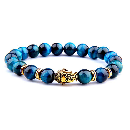 Aaaaa azul real tigre olho pulseira masculina contas de pedra natural buda estiramento charme pulseiras para mulheres moda masculina jóias 2020