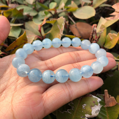 1 pc fengbaowu natural aquamarine pulseira azul contas redondas cristal quartzo cura pedra feminino jóias presente