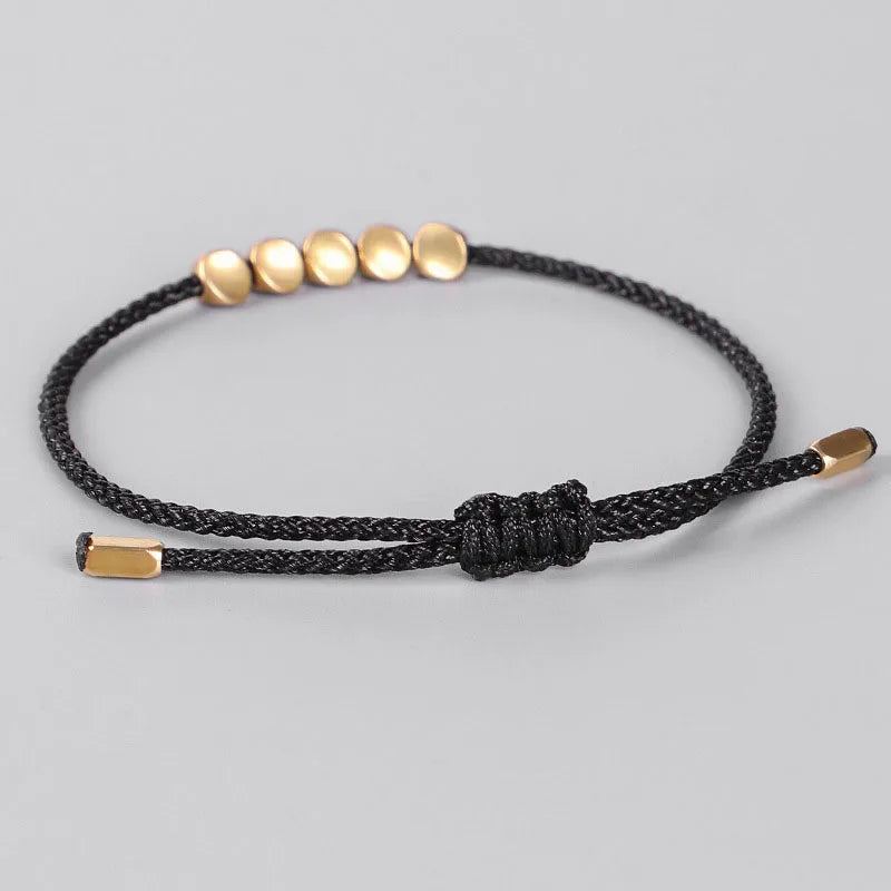 Pulseiras budistas tibetanas feitas à mão, contas de cobre trançadas à mão, pulseira e pulseiras de corda da sorte para mulheres e homens, presente exclusivo