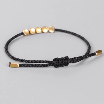 Pulseiras budistas tibetanas feitas à mão, contas de cobre trançadas à mão, pulseira e pulseiras de corda da sorte para mulheres e homens, presente exclusivo