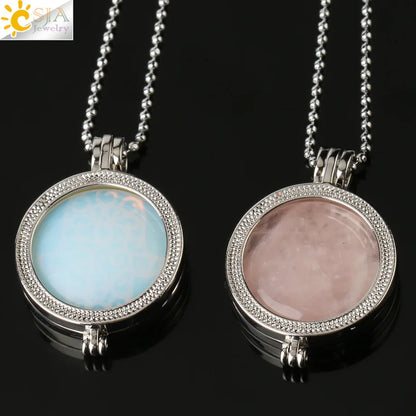 Colar com Pingente de Pedra Natural CSJA, Design da Mão de Fátima Hamsa, Difusor de Óleo Essencial, Joia de Cura para Mulheres e Homens G309