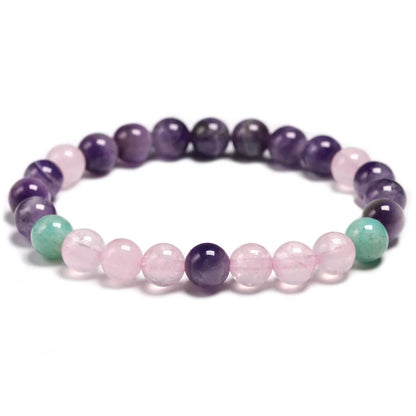 Colar de miçangas de quartzo ametista e rosa, 8mm, coração calmante japamala, joia mala 108, pulseira feminina com contas naturais