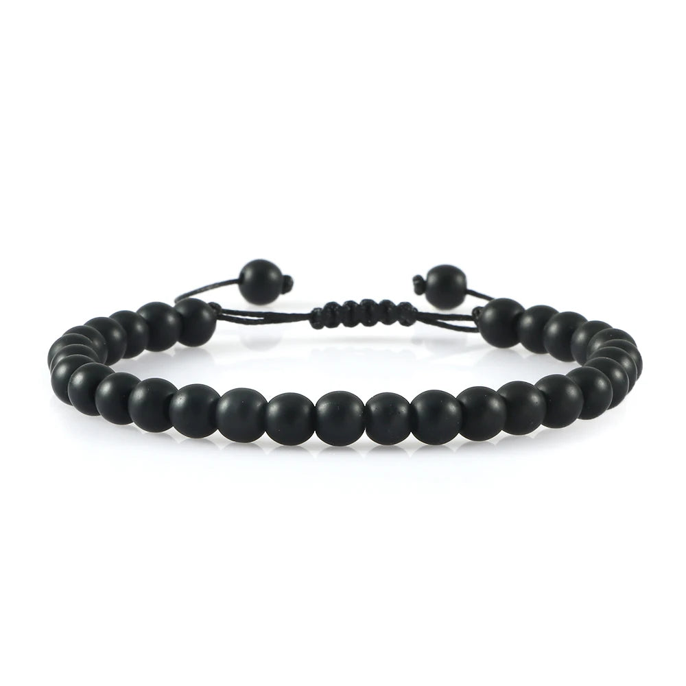 Clássico Black Volcanic Lava Stone Beads Pulseiras para homens, Natural Onyx Tiger Eye Pulseiras, Yoga Meditação Jóias, 6mm, 8mm