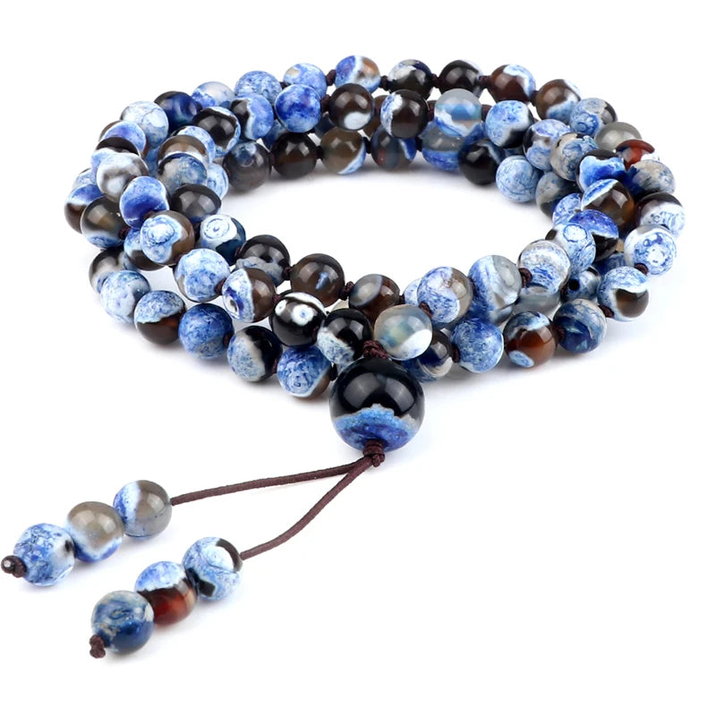 9 Estilos de Pulseiras Mala com 108 Contas para Homens, Colares de Oração com Contas de Pedra Natural de 6mm, Braceletes para Mulheres, Joias Budistas Tibetanas