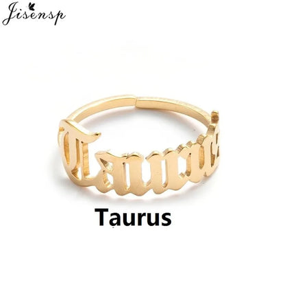 Personalize estrela signo do zodíaco 12 constelação anel astrologia gemini taurus aries antigo inglês anéis para mulheres moda jóias