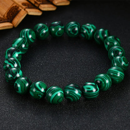 Pulsera Verde Profundo · Cuentas Veteadas