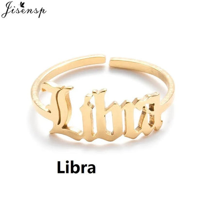 Personalize estrela signo do zodíaco 12 constelação anel astrologia gemini taurus aries antigo inglês anéis para mulheres moda jóias