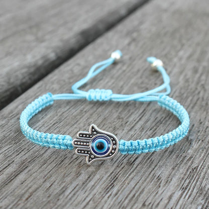 Pulseira de corda trançada ajustável feita à mão sorte fatima hamsa mão mau olhado charme pulseiras para mulheres homens casal amuleto jóias