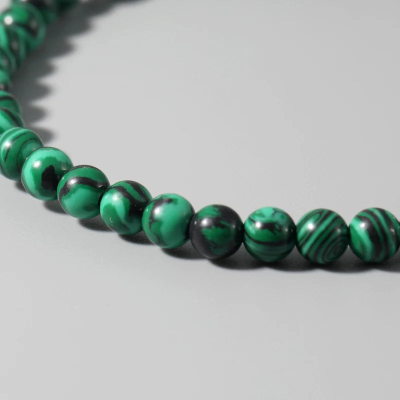 Pulsera Verde Profundo · Cuentas Veteadas