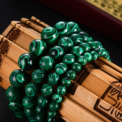 Pulsera Verde Profundo · Cuentas Veteadas