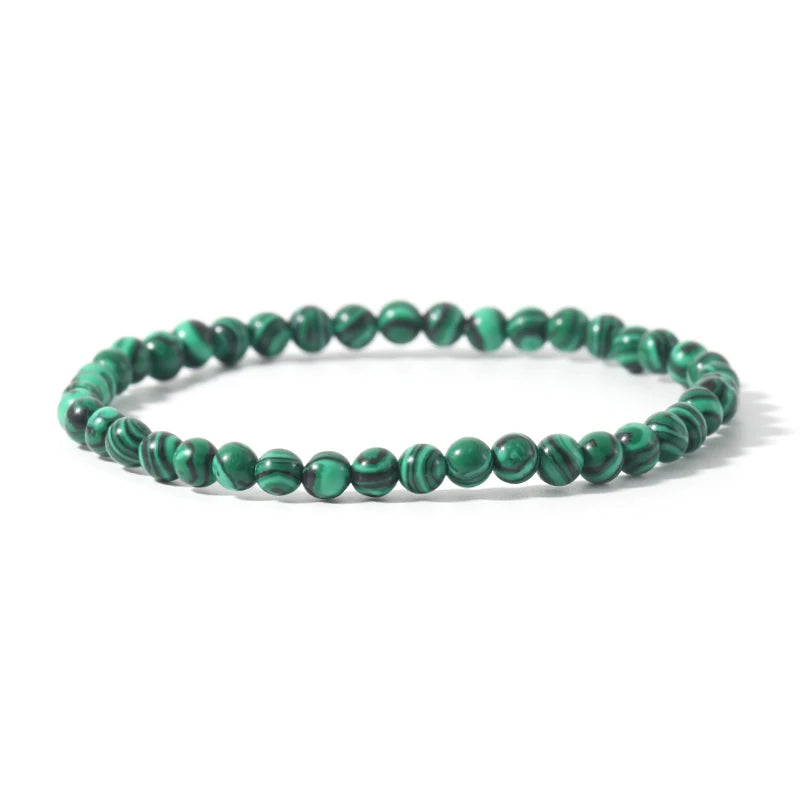 Pulsera Verde Profundo: Cuentas Veteadas. Diseño y acabado de la pieza mostrada.