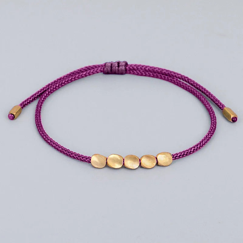Pulseiras budistas tibetanas feitas à mão, contas de cobre trançadas à mão, pulseira e pulseiras de corda da sorte para mulheres e homens, presente exclusivo