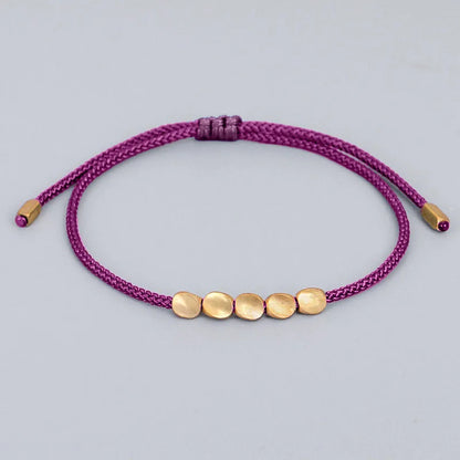 Pulseiras budistas tibetanas feitas à mão, contas de cobre trançadas à mão, pulseira e pulseiras de corda da sorte para mulheres e homens, presente exclusivo