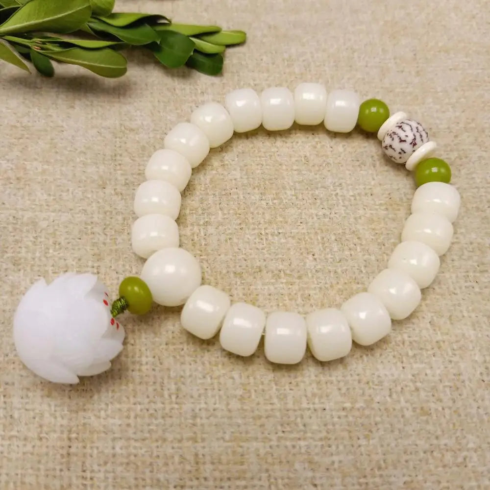 Natural Branco Bodhi Raiz Pulseira de Contas para Mulheres, Lotus Mala, Oração de Cura, Jóias, Design Original, 108