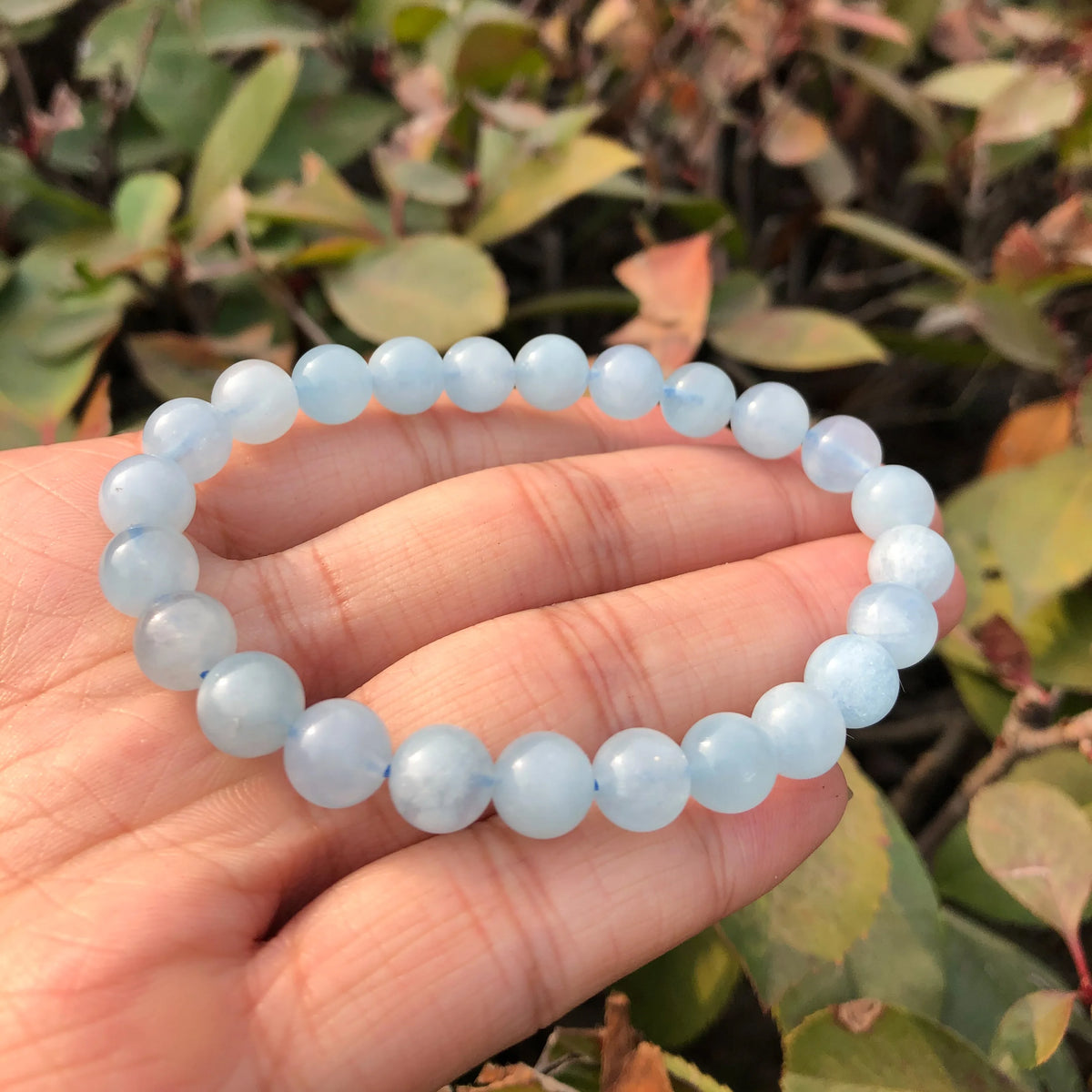 1 pc fengbaowu natural aquamarine pulseira azul contas redondas cristal quartzo cura pedra feminino jóias presente