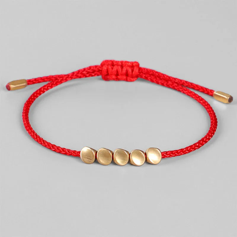 Pulseiras budistas tibetanas feitas à mão, contas de cobre trançadas à mão, pulseira e pulseiras de corda da sorte para mulheres e homens, presente exclusivo