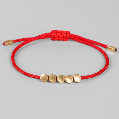 Pulseiras budistas tibetanas feitas à mão, contas de cobre trançadas à mão, pulseira e pulseiras de corda da sorte para mulheres e homens, presente exclusivo