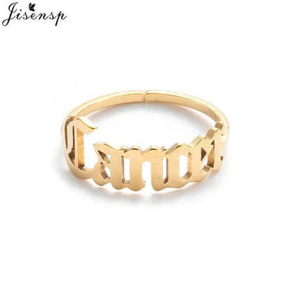 Personalize estrela signo do zodíaco 12 constelação anel astrologia gemini taurus aries antigo inglês anéis para mulheres moda jóias