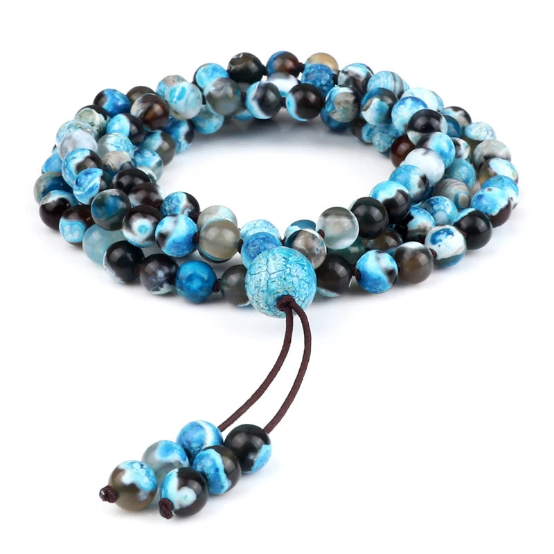 9 Estilos de Pulseiras Mala com 108 Contas para Homens, Colares de Oração com Contas de Pedra Natural de 6mm, Braceletes para Mulheres, Joias Budistas Tibetanas