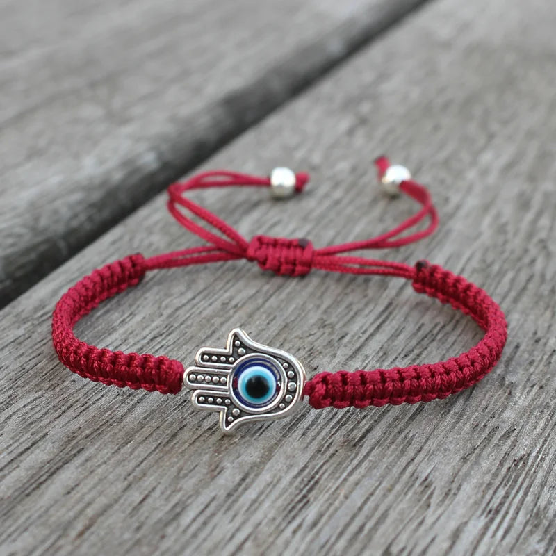 Pulseira de corda trançada ajustável feita à mão sorte fatima hamsa mão mau olhado charme pulseiras para mulheres homens casal amuleto jóias