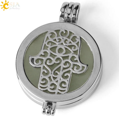 Colar com Pingente de Pedra Natural CSJA, Design da Mão de Fátima Hamsa, Difusor de Óleo Essencial, Joia de Cura para Mulheres e Homens G309
