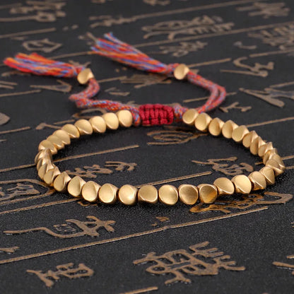 Pulseiras budistas tibetanas artesanais, contas de cobre trançadas à mão, pulseira e pulseiras de corda da sorte para mulheres e homens, dropshiping
