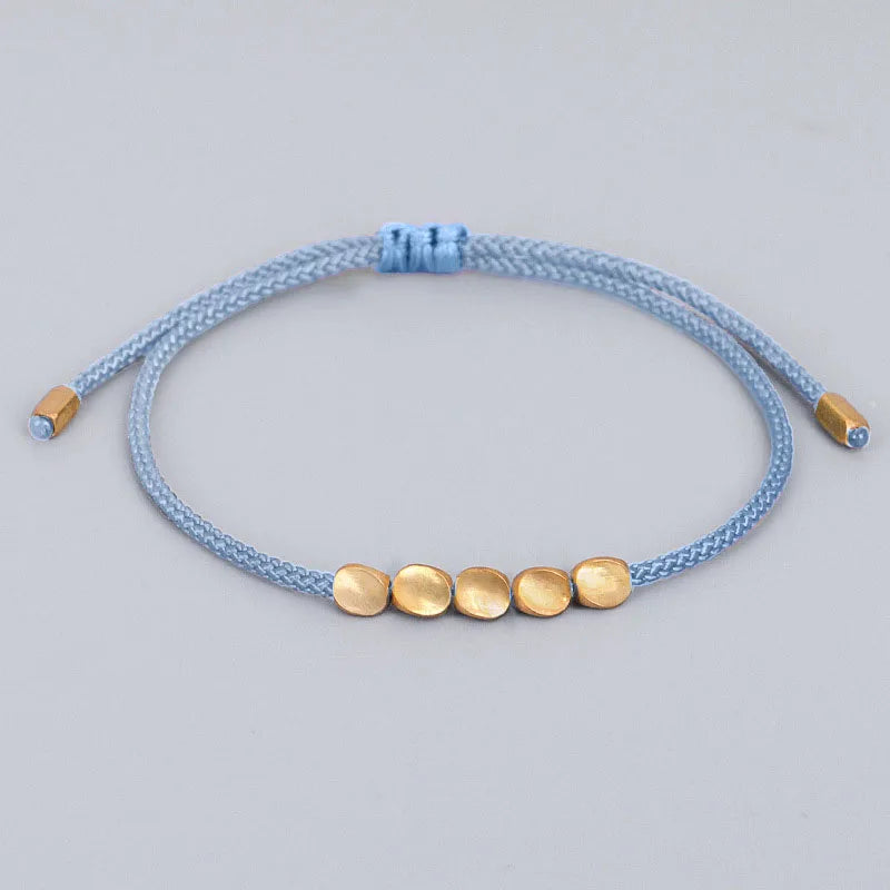 Pulseiras budistas tibetanas feitas à mão, contas de cobre trançadas à mão, pulseira e pulseiras de corda da sorte para mulheres e homens, presente exclusivo