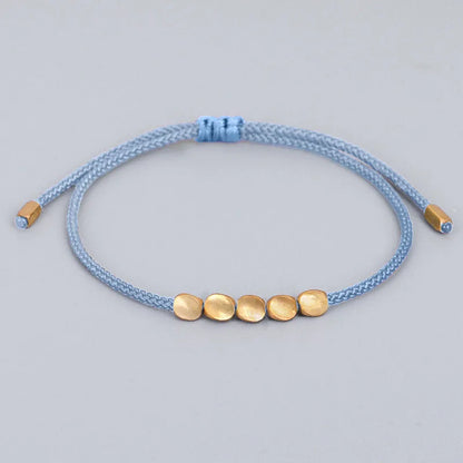 Pulseiras budistas tibetanas feitas à mão, contas de cobre trançadas à mão, pulseira e pulseiras de corda da sorte para mulheres e homens, presente exclusivo