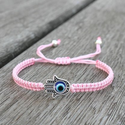 Pulseira de corda trançada ajustável feita à mão sorte fatima hamsa mão mau olhado charme pulseiras para mulheres homens casal amuleto jóias