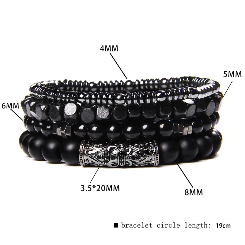 Conjunto de pulseras de cuentas y cuero