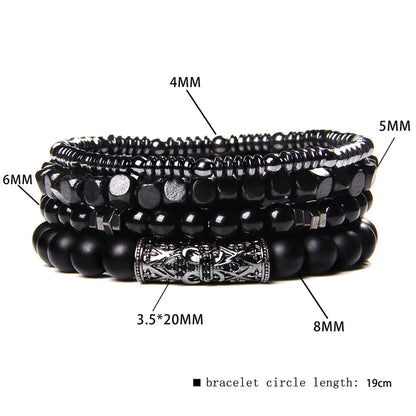 Conjunto de pulseras de cuentas y cuero