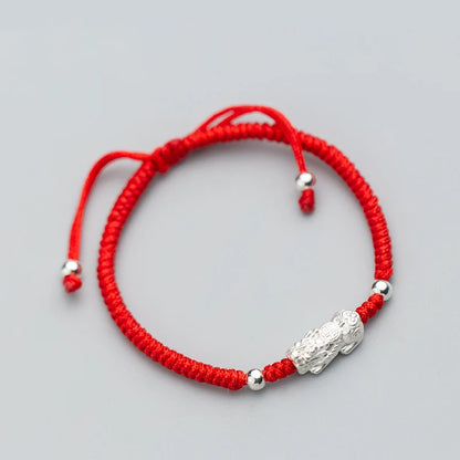 Pulseira la monada 925 de prata esterlina, corda e fio vermelho para mulheres, prata 925