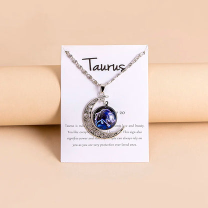 Vintage 12 signos do zodíaco lua pingente colares galáxia estrela colar de vidro para mulheres meninas presentes