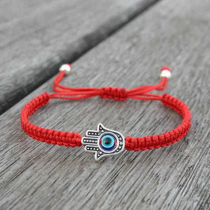Pulseira de corda trançada ajustável feita à mão sorte fatima hamsa mão mau olhado charme pulseiras para mulheres homens casal amuleto jóias