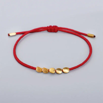 Pulseiras budistas tibetanas feitas à mão, contas de cobre trançadas à mão, pulseira e pulseiras de corda da sorte para mulheres e homens, presente exclusivo