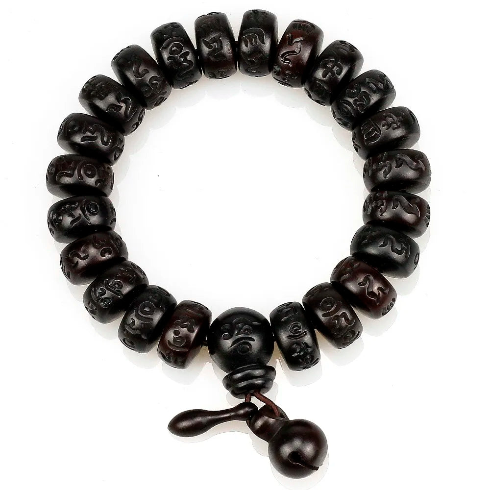 Natural de madeira tibetano budista masculino pulseira relâmpago golpe jujuba grânulos meditação homem mantra pulseira feminino yoga jóias