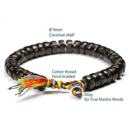 Pulsera de coco con Om Mani Padme Hum