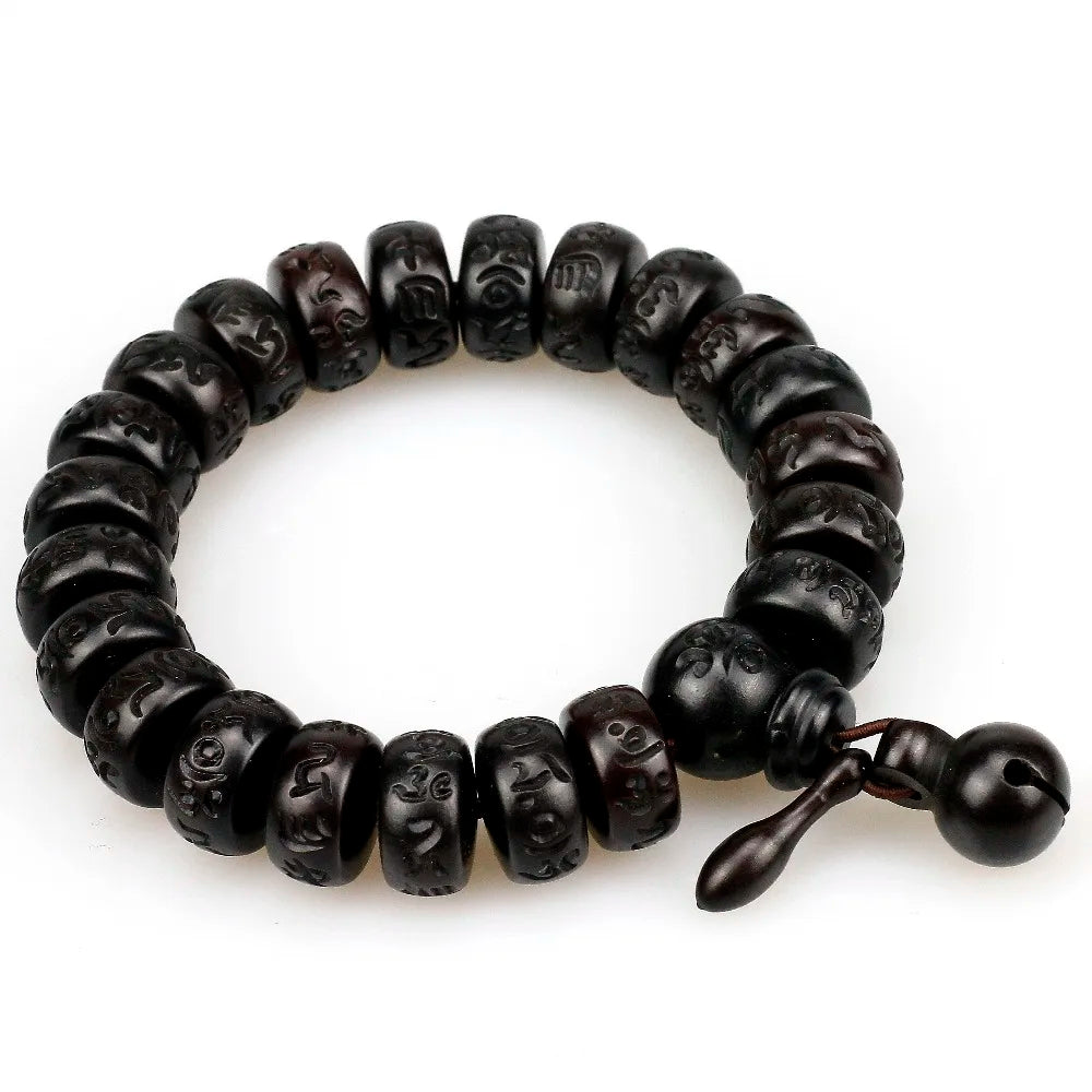 Natural de madeira tibetano budista masculino pulseira relâmpago golpe jujuba grânulos meditação homem mantra pulseira feminino yoga jóias