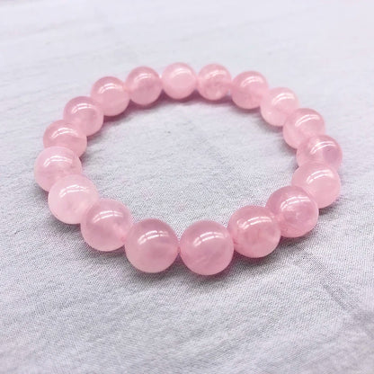 Pulseira elástica de pedra natural de quartzo rosa em pó, com contas de joias, presente para mulheres e namoradas.