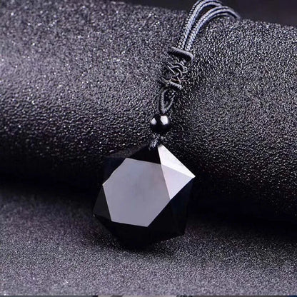 Colar de seis estrelas com pedra de areia azul, pingente de aventurina, colar de estrela de obsidiana natural, amantes da sorte para mulheres e homens