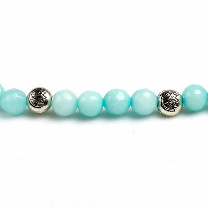 Natural Calcedônia Contas Pulseira para Homens e Mulheres, 8mm Face, 108 Contas Mala, Charme Budista, Pulseira Artesanal, Presente Da Jóia