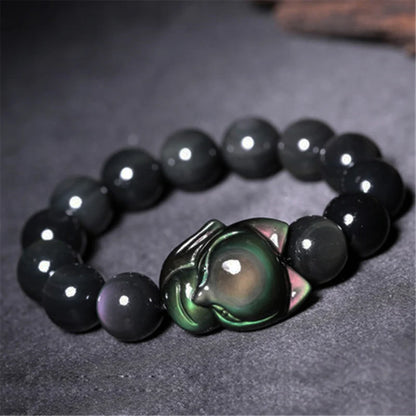 Pulsera de obsidiana con cabeza de zorro