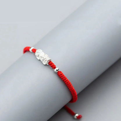 Pulseira la monada 925 de prata esterlina, corda e fio vermelho para mulheres, prata 925