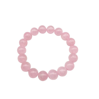 Pulseira elástica de pedra natural de quartzo rosa em pó, com contas de joias, presente para mulheres e namoradas.