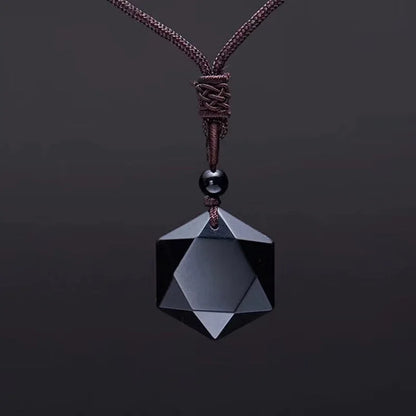 Colar de seis estrelas com pedra de areia azul, pingente de aventurina, colar de estrela de obsidiana natural, amantes da sorte para mulheres e homens