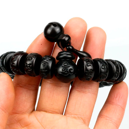 Natural de madeira tibetano budista masculino pulseira relâmpago golpe jujuba grânulos meditação homem mantra pulseira feminino yoga jóias
